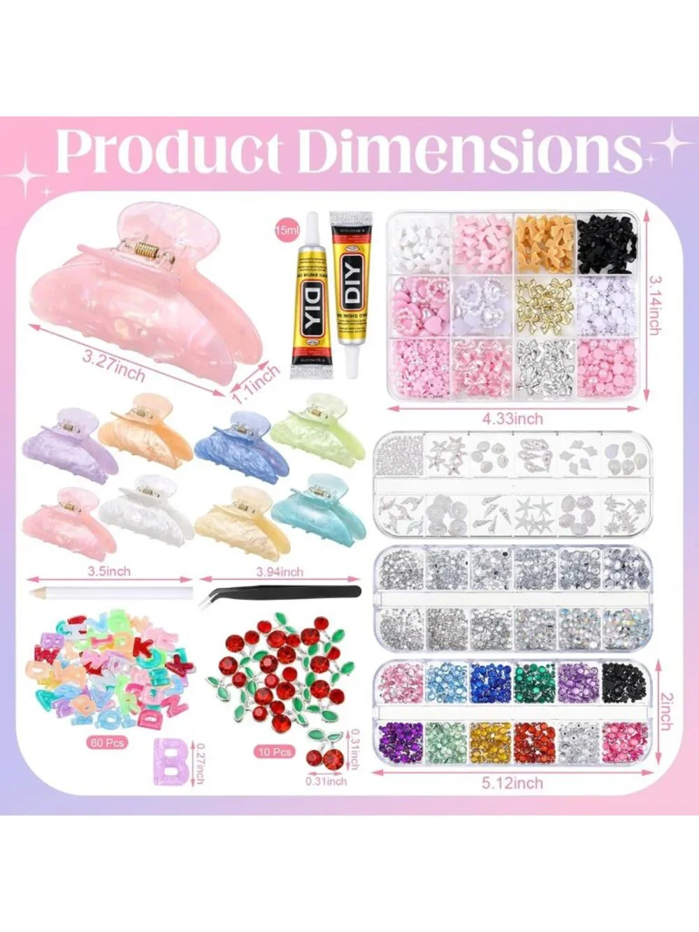 8 Pack Acrylic Claw Clips Set - Strong Hold Hair Barrettes for All Hair Types